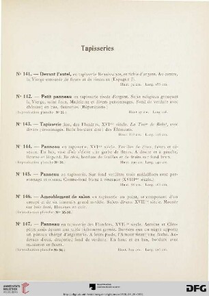Tapisseries (Nr. 141-150)