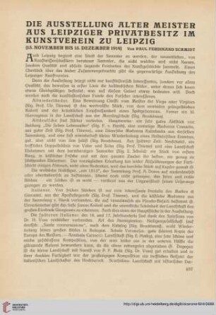 6: Die Ausstellung alter Meister aus Leipziger Privatbesitz im Kunstverein zu Leipzig : (15. November bis 15. Dezember 1914)