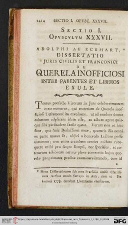 Sectio I. Opvscvlvm XXXVII