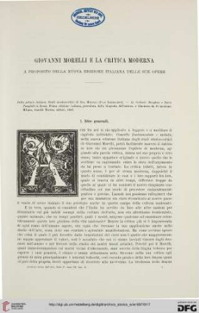 Ser.2: Giovanni Morelli e la critica moderna : a proposito della nuova edizione italiana delle sue opere