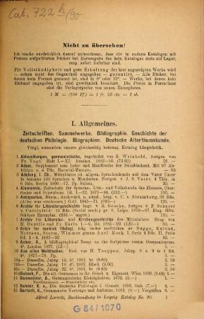 Antiquariats-Katalog ... : Alfred Lorentz. Antiquariats- & Sortimentsbuchhandlung. [Auch m. d. Tit.]: Lager-Katalog ..., 90