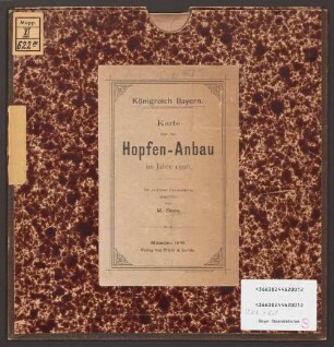 Königreich Bayern : Karte über den Hopfen-Anbau im Jahre 1896