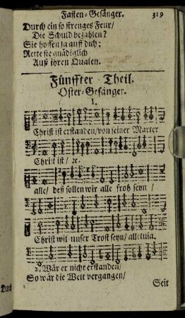 Fünffter Theil. Oster-Gesänger.