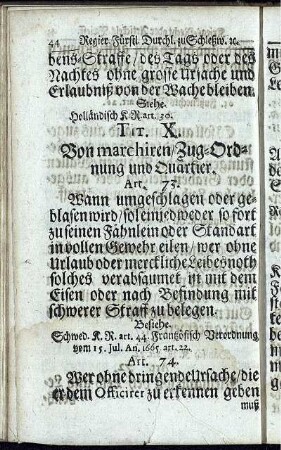 Tit. X. Von marchiren/ Zug-Ordnung und Quärtier