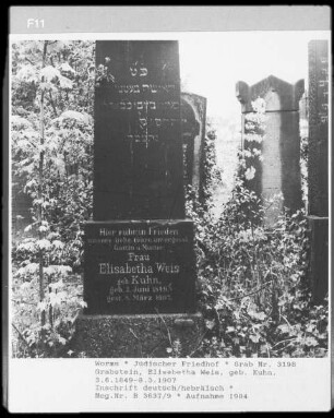 Grabstein von Elisabeth Weis, geborene Kuhn (gestorben 1907.03.08)