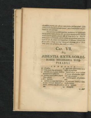 Cap. VII. De Absentia Extraordinaria Necessaria Vituperabili.