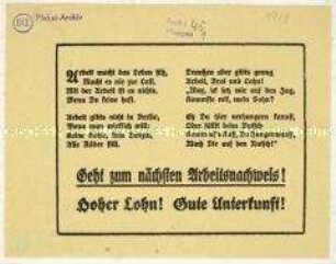 Aufruf zur Arbeitssuche außerhalb von Berlin