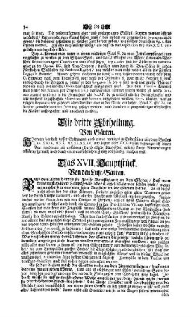 Das XVII. Hauptstück - Von den Lustgärten