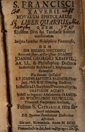 Novarum epistolarum liber quartus