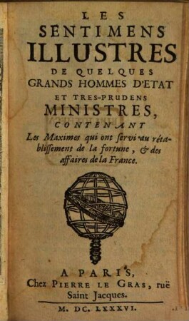 Les sentimens illustres de quelques grands hommes d'état