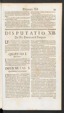 Disputatio XIII. De Ubi, Duratione & Tempore