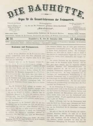 No. 52. Frankfurt a. M., den 26. Dezember 1908. 51. Jahrgang.