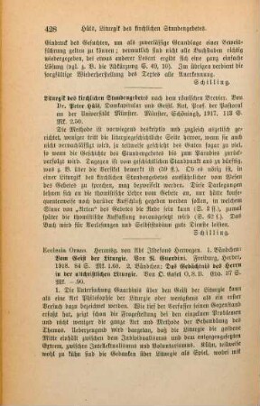 428 [Rezension] Hüls, Peter, Liturgik des kirchlichen Stundengebetes nach dem römischen Breviere