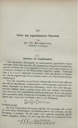 XV. Ueber das logarithmische Potential.