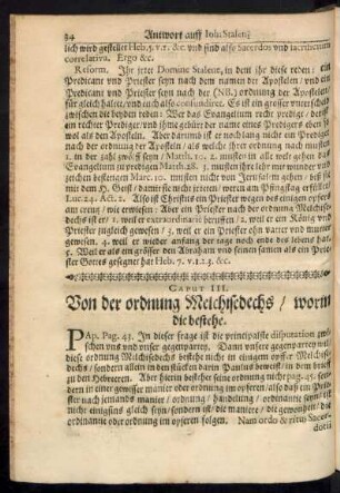 Caput III. Von der ordnung Melchisedechs/ worin die bestehe.