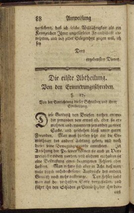 Die eilfte Abtheilung. Von den Erinnerungsschreiben.