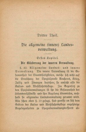 Dritter Theil. Die allgemeine (innere) Landesverwaltung.
