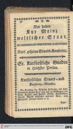 Der hohen Kur Mainz weltlicher Staat