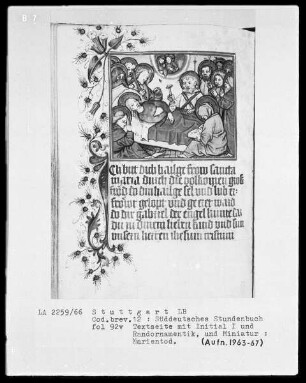 Deutsches Gebetbuch (Waldburg-Gebetbuch) — Marientod, Folio 92verso