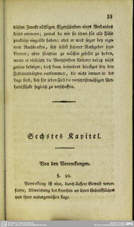 Sechstes Kapitel. Von den Verrenkungen