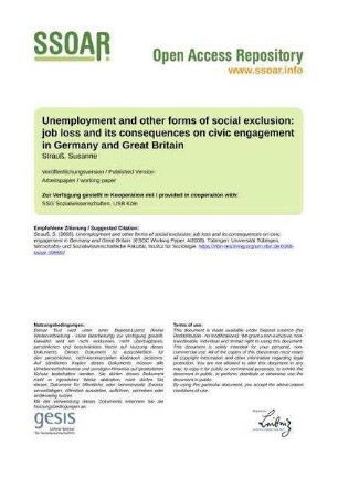 Unemployment and other forms of social exclusion: job loss and its consequences on civic engagement in Germany and Great Britain
