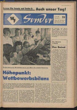 Betriebszeitung 'WF-Sender', Nr.25/1968 (5. Juli 1968)