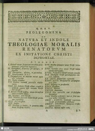 Prolegomena De Natura Et Indole Theologiae Moralis Renatorum Ex Imitatione Christi Depromtae