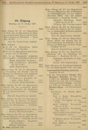68. Sitzung. Dienstag den 21. Oktober 1919