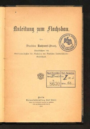 Anleitung zum Flachsbau