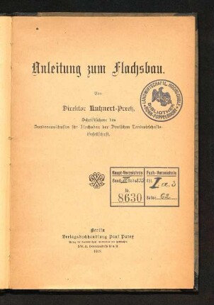 Anleitung zum Flachsbau