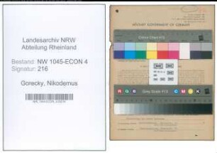 Entnazifizierung Nikodemus Gorecky , geb. 06.09.1894 (Kaufmann)