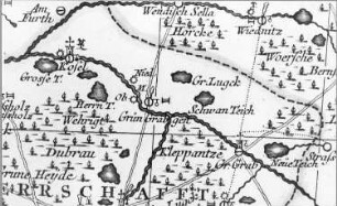 Schwepnitz-Grüngräbchen. Oberlausitzkarte, Schenk, 1759