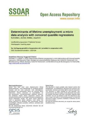 Determinants of lifetime unemployment: a micro data analysis with censored quantile regressions