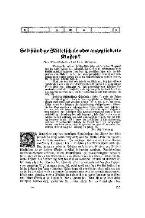 Selbstständige Mittelschule oder angegliederte Klassen?