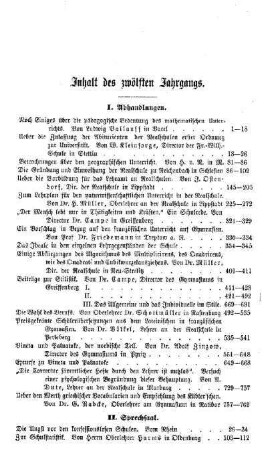 Inhalt des zwölften Jahrgangs