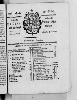 44tes Stück, Ausgabe vom 4. November 1801