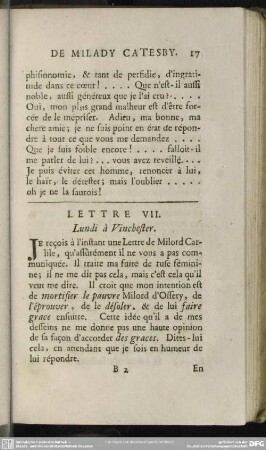 Lettre VII. Lundi à Vinchester