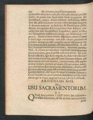 Articulus XIII. De Usu Sacramentorum.