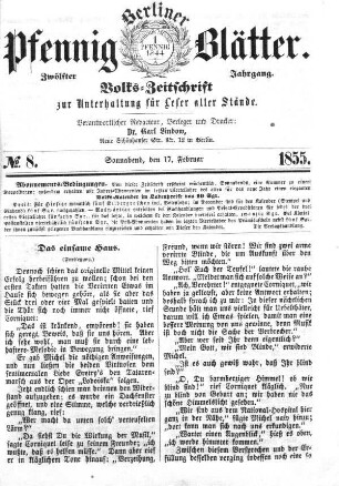 No. 8, Sonnabend, den 17. Februar
