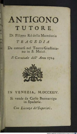 Antigono tutore di Filippo rè della Macedonia