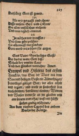 Exempel und Hisoria des ersten Artickels ...