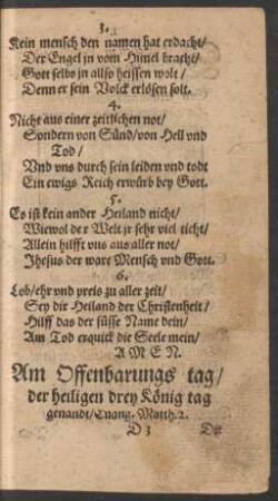 Am Offenbarungs tag/ der heiligen drey König tag genandt ...