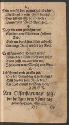Am Offenbarungs tag/ der heiligen drey König tag genandt ...