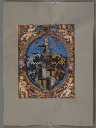 Ganzseitige Wappenminiatur aus einem Stammbuch - BSB Cod.icon. 518(1