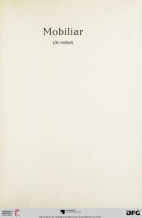 Mobiliar (Stilmöbel) (Nr. 209-237)