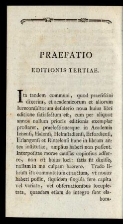 Praefatio Editionis Tertiae