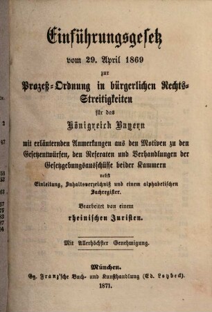 Neue Gesetze, Verordnungen etc. für das Königreich Bayern. 16,2. 1870