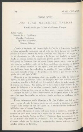 Don Juan Meléndez Valdés : Estudio crítico por la Srta. Guillermina Piñeyro