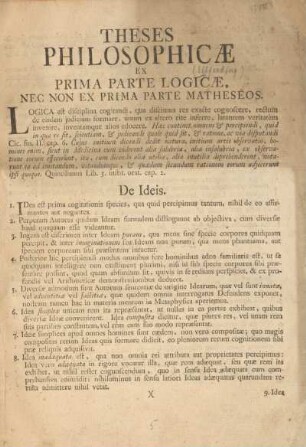 Theses philosophicæ ex primo parte logicæ, nec non ex primo parte matheseos.