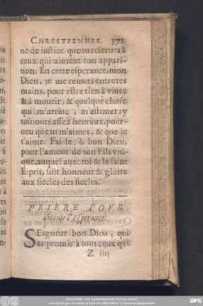 Priere Pour obtenir l'Esperance.